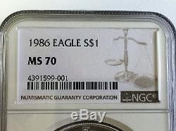 1986 Silver American Eagle MS-70 NGC First Year Issued MS 70