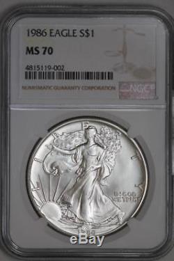 1986 Silver American Eagle MS70 NGC $1 US Mint Coin Original Brown Label