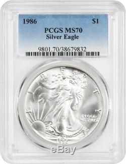 1986 Silver Eagle $1 PCGS MS70 American Eagle Silver Dollar ASE