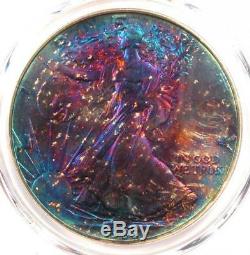 1986 Toned American Silver Eagle Dollar $1 ASE PCGS MS68 Rainbow Toning Coin