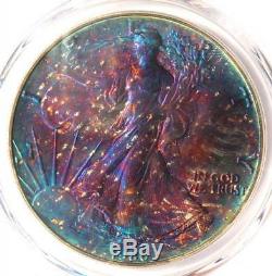 1986 Toned American Silver Eagle Dollar $1 ASE PCGS MS68 Rainbow Toning Coin