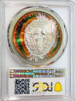 1986-p Pcgs Ms68 Silver Eagle $ Monster! Vibrant Superb Double Side Rainbow