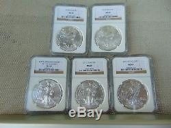 1986 thru 2014 1OZ 999 SILVER AMERICAN EAGLE 35 COIN SET WITH W's ALL NGC MS69