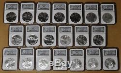 1986 to 2005 American Eagle Silver Dollars 20th Anniversary Collection NGC MS69