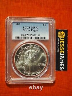 1987 $1 American Silver Eagle Pcgs Ms70 Classic Blue Label Better Date