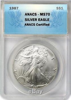 1987 $1 Silver American Eagle ANACS MS70