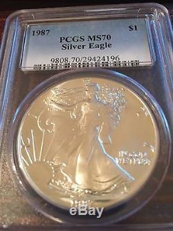1987 1 $ Silver American Eagle MS70 PCGS POPULATION 30