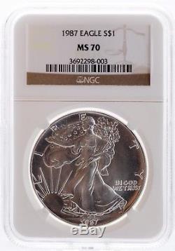 1987 American Eagle Silver Dollar 1 oz $1 NGC MS70 Rare