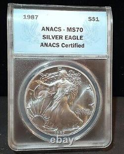 1987 American Silver Eagle Anacs Ms 70 0255