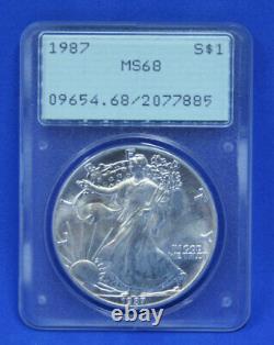 1987 American Silver Eagle GREEN LABEL PCGS MS68 FIRST YEAR OF PCGS GRADING