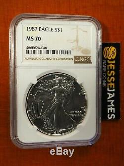 1987 American Silver Eagle Ngc Ms70 Brown Label Low Pop
