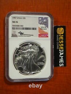 1987 American Silver Eagle Ngc Ms70 John Mercanti Signed Beautiful Coin Low Pop