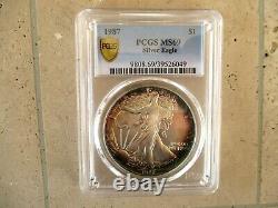 1987 American Silver Eagle PCGS MS69 NATURALLY TONED