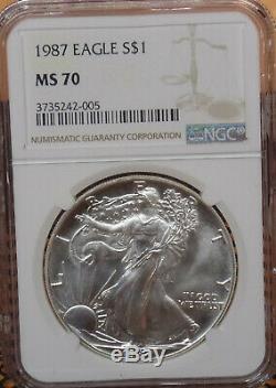 1987 Ngc American Silver Eagle Ms70