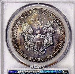 1987 Silver American Eagle $1 Pcgs Ms68 Rainbow Toning
