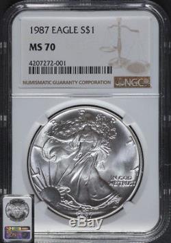 1987 Silver American Eagle $1 NGC MS70 Superb Eye Appeal Fantastic Luster STOCK