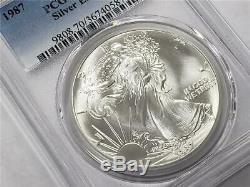 1987 Silver American Eagle MS70 PCGS US Mint $1 Coin