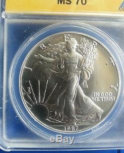 1987 Silver American Eagle ms70 ANACS PERFECT Rare COIN