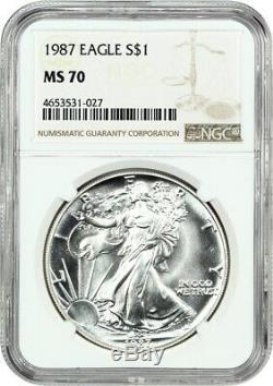 1987 Silver Eagle $1 NGC MS70 American Eagle Silver Dollar ASE