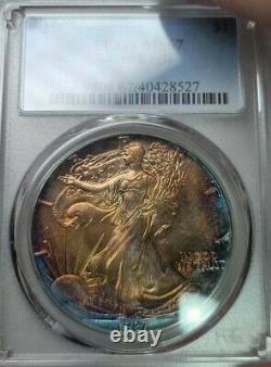 1987 Toned American Silver Eagle Dollar $1 ASE PCGS MS67 MONSTER Toning Coin