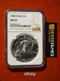 1988 $1 American Silver Eagle Ngc Ms70 Classic Brown Label