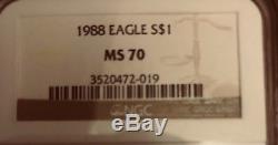 1988 American Silver Eagle Dollar $1 ASE NGC MS70 Top Grade $2,200 Value