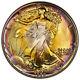 1988 American Silver Eagle PCGS MS68 Monster Rainbow Toning Obv/Rev