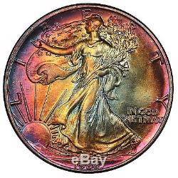 1988 MS68 $1 American Silver Eagle- Monster Rainbow Toned