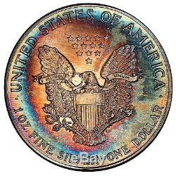 1988 MS68 $1 American Silver Eagle- Monster Rainbow Toned