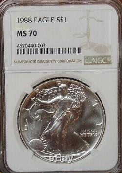 1988 Ngc American Silver Eagle Ms70