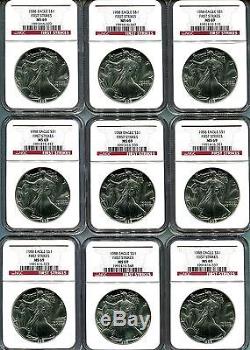 1988 Silver American Eagle MS-69 NGC (First Strike) 1 LOT OF 20 COINS