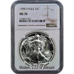 1988 Silver American Eagle MS 70 NGC Brown Label
