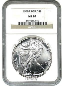 1988 Silver Eagle $1 NGC MS70 American Eagle Silver Dollar ASE