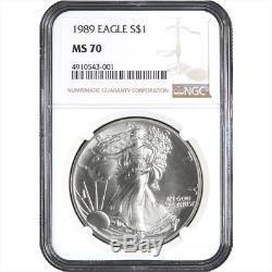 1989 $1 American Silver Eagle NGC MS70 Brown Label
