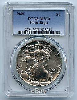 1989 $1 American Silver Eagle PCGS MS 70 Population 58 (PCGS)