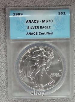 1989 American Silver Eagle $1 ANACS MS70 (185)