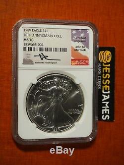 1989 American Silver Eagle Ngc Ms70 Mercanti Signed 20th Ann Collection Label