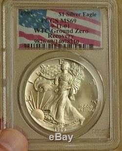 1989 American Silver Eagle World Trade Center Recovery PCGS MS-69