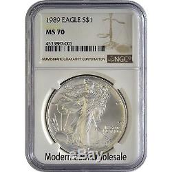 1989 Silver American Eagle MS 70 NGC Brown Label