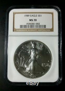 1989 Silver American Eagle NGC MS 70 Rare Coin No Spots