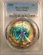 1990 AMERICAN SILVER EAGLE PCGS MS 68 GORGEOUS COLORFUL RAINBOW TONING