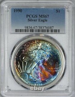 1990 American Silver Eagle PCGS MS67 TONING