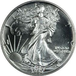 1990 American Silver Eagle PCGS MS70 Flashy! Rare in 70 Only 53 at PCGS