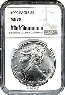 1990 Silver Eagle $1 NGC MS70 American Eagle Silver Dollar ASE Rare MS70