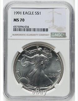 1991 $1 Silver Eagle NGC MS70