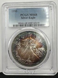 1991 American Silver Eagle PCGS MS68 Striking Toning