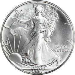 1991 Silver Eagle $1 PCGS MS70 American Eagle Silver Dollar ASE
