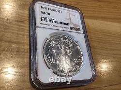 1991 Silver Eagle NGC MS70 Brown Label