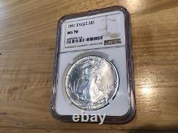 1991 Silver Eagle NGC MS70 Brown Label