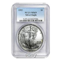 1992 $1 American Silver Eagle MS69 PCGS